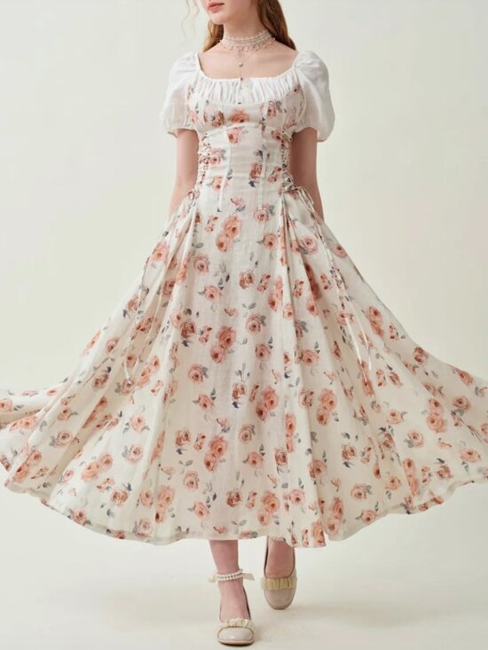 Linennaive Dresses & Skirts - LINENNAIVE Comfort First Classy Always Cinderella Floral Linen Maxi Dress